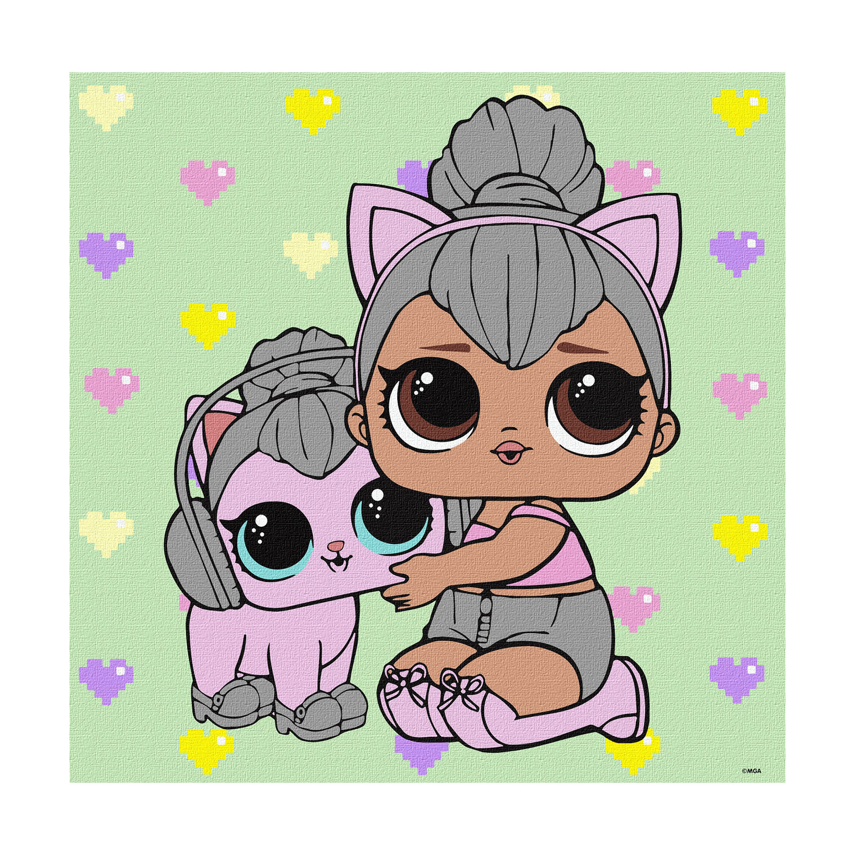 Картина за номерами Ideyka L.O.L. Surprise! TroopSurprise Kitty Queen With Kitty, 40*40 см (KHO6290)